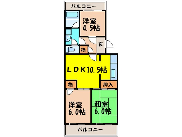 ハイツキャスティ－Ａ棟の物件間取画像